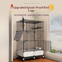 Cage à oiseaux de luxe en fer, de taille moyenne, à trois niveaux, avec système anti-évasion, anti-éclaboussures et poulie, pour perroquets et ménagères, usage domestique