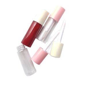 Cylindrical Transparent <b>Lip</b> Gloss Tube 10ml With Large Brush Head Empty Cosmetic Packaging Plastic Material - Product Image 4