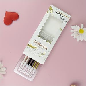 Merri augura romantica festa colorata di alta qualità nuovo 5 pollici bianco e oro candeline di compleanno Skinny per la decorazione della torta - Product Image 4