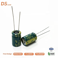 Condensateur électrolytique radial 47uF 100V 8x12mm à faible ESR, conforme RoHS, polarisé pour cartes de circuits de filtration d'alimentation de téléviseurs et d'enceintes