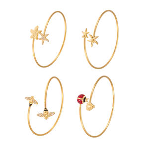 Bracelet ouvert Little Bee Starfish Zircon, durable, hypoallergénique, plaqué or 18 carats PVD, acier inoxydable, bijoux tendance pour femmes - Product Image 4