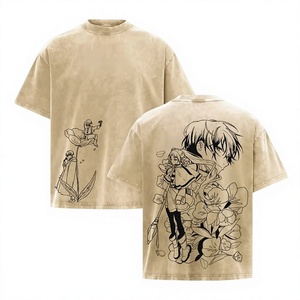 Oversized Cotton T-<b>Shirt</b> With <b>Anime</b> Character Print Short Sleeve O-Neck Casual Men's Tee Breathable Jersey Fit - Product Image 2