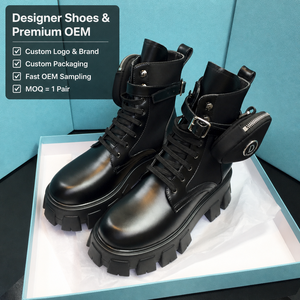 Chaussures de luxe pour hommes et femmes, chaussures de marche en cuir noir de haute qualité, bottes robustes, bottes pour hommes et femmes, nouveauté - Product Image 1