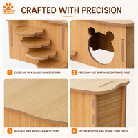 Maison en bois verticale pour hamster à 2 étages, villa pour animaux de compagnie avec échelle en forme de nuage et base imperméable pour l'aménagement de cage