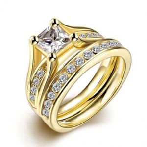 Wholesale 18K Gold Plated Luxury Wedding <b>Couple</b> <b>Ring</b> Engagement <b>Rings</b> Set Custom Tarnish Free Jewelry - Product Image 1
