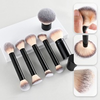 Nouvel ensemble de 6 pinceaux de maquillage pour le visage à double embout avec manche métallique, pour fond de teint, poudre, blush et contour