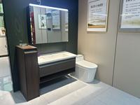Armoire de salle de bain murale en bois foncé avec miroir LED et rangement latéral, disponible en taille personnalisée, vente en gros directe usine
