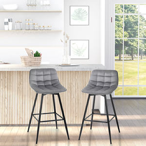 HOMCOM Lot de 2 tabourets de bar de style nordique avec dossier en tissu effet velours 45x avec repose-pieds inclus - Product Image 2