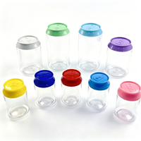 Vente en gros de canettes en plastique PET transparentes de qualité alimentaire pour bubble tea, jus, café, boissons, multi-tailles, avec couvercle en plastique coloré