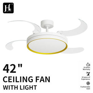 Ventilateur de plafond LED 36 pouces, corps métallique moderne avec abat-jour en acrylique, pales rétractables et pliables, télécommande pour la maison et le bureau - Product Image 4