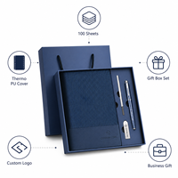 Ensemble cadeau de carnet en cuir PU A5 avec logo personnalisé, stylo, clé USB, agenda professionnel en PU thermosoudé, kit de papeterie, vente en gros OEM