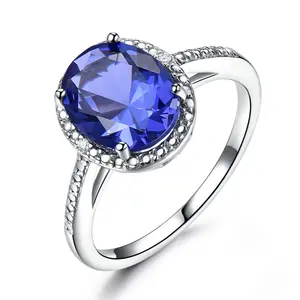 Wholesale 925 Sterling Silver Tanzanite Engagement Ring Women Jewelry Gemstone Ring