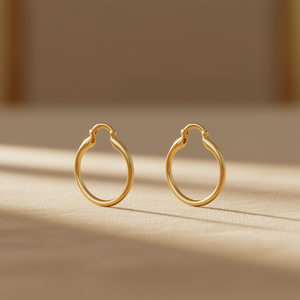 Orecchini a Cerchio Classici in Oro Giallo per Donna, Design Intrecciato per Uso Quotidiano, Finitura 18K, Gioielli Raffinati - Product Image 2