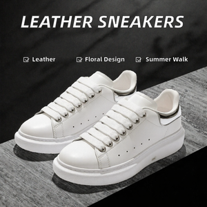 Zapatillas de Plataforma Blancas de Diseño Retro, de Cuero Genuino, con Cordones, Punta Cerrada, de Alta Calidad, con Amortiguación y Antiolor, para Primavera/Verano - Product Image 2