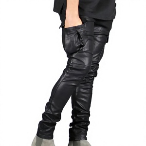 ELYSIAN INDUSTRIES <b>Men</b> <b>Leather</b> <b>Pants</b> Casual Straight Fit Mid Waist Midweight Eco-friendly High-quality Daily Wear Classic Winter - Product Image 5