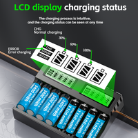 PUJIMAX-Ensemble de chargeur de batterie rechargeable, 8 pièces, 3400mwh, batteries de recharge et huit emplacements, chargeur de batterie rapide pour usage domestique