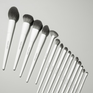 YM alta qualità Custom 15 pezzi manico in legno Set di pennelli per il trucco forma piatta per il viso correttore Eyeliner sopracciglia Cruelty-Free Vegan - Product Image 1