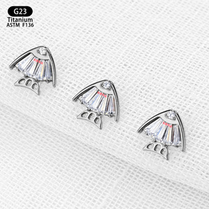 G23 <b>Titanium</b> Fish Shape Ear Cartilage <b>Studs</b> F136 5A Zircon Prong Setting Party Jewelry Replacement Heads - Product Image 1