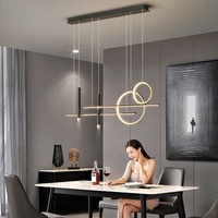 Lustre LED suspendu en forme de longue bande pour îlot de cuisine, bureau ou salle à manger, style nordique, éclairage décoratif