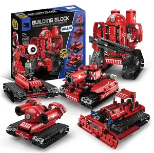5 In 1 2.4Ghz DIY Assembly STEM APP Remote Control Robot Toy Programming Rechargeable Building Block Brick For Kid