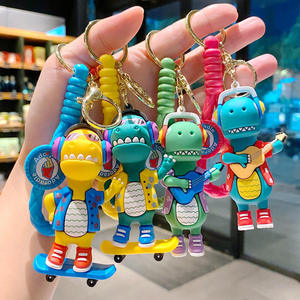<span class=keywords><strong>Porte</strong></span>-clés en PVC souple 3D personnalisé, léger, imperméable, de haute qualité, motif dinosaure, skateboard DJ, animal de dessin animé, à faire soi-même - Product Image 1