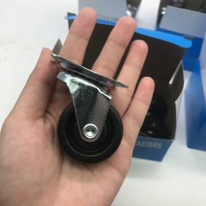Rodízio pequeno para carrinho de mão, rodízio universal de borracha industrial com freio lateral, 2 polegadas e 50 cm