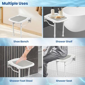 Siège de douche mural 380mmx365mmx425mm, réglable en hauteur, pliable, pour personnes âgées, équipement de sécurité pour salle de bain - Product Image 2
