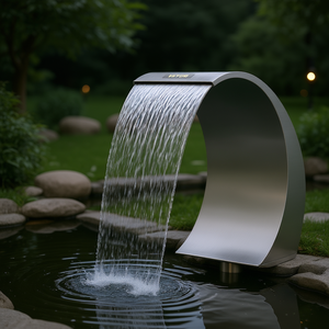 Fontaine cascade de piscine en acier inoxydable 15.4 \ "X 7.9 \" X 1.5 \ "Silver Outdoor Garden Pond Water Feature Sheer Descent for Ground - Product Image 2