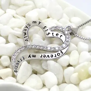 Für immer Anhänger Damen Liebe Diamant Halskette Immer Meine Schwester Für immer Mein Freund Herz Anhänger Halskette