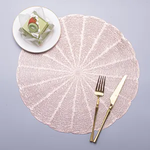 European Style Vinyl Hollow Placemat Rose Gold Flowers Non-skid Place Mat Table Mats Sets Household Decoration