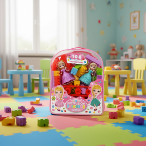 Princess Construction <b>Backpack</b> 108 Pcs Building Blocks Set For <b>Kids</b> 3+ Years - Product Image 3