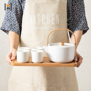 6pcs Porcellana Caffè Tea <span class=keywords><strong>Set</strong></span> <span class=keywords><strong>con</strong></span> Vassoio di Bambù Tè In Ceramica Teiera e Tazza <span class=keywords><strong>Set</strong></span> - Product Image 1
