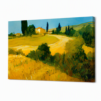 Peinture à l'huile sur toile, paysage de la Toscane, style méditerranéen italien moderne, peinte à la main, pour décoration.