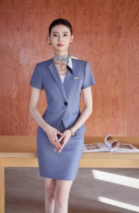 Traje de <span class=keywords><strong>Blazer</strong></span> de Manga Corta para Mujer, Uniforme de Trabajo para Recepcionista de Hotel, Traje Profesional de Verano Personalizado para Mujer - Product Image 3