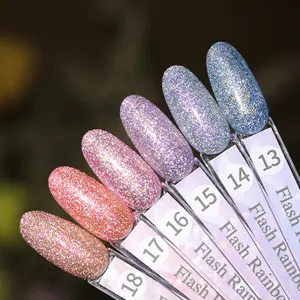 Neueste Farbe funkelnder glänzender Nagellack Nagelkunst 18 Farben Frühjahr Sommer reflektierender Diamant-Gel-Nagellack