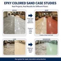 Système de revêtement de sol en résine époxy premium, finition marbre quartz coloré, antidérapant