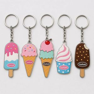 Porte-clés personnalisés en gros, porte-clés dessert, porte-clés crème glacée d'été, design de logo de marque, promotion, souvenir - Product Image 1
