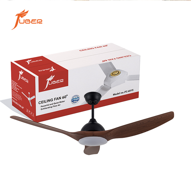 52inch Electric Ventilation LED Ceiling Fan with Solid Wood Blades Light Remote Control 3 Blades