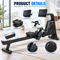 Rameur à double résistance magnétique K-FIT GSK5 Air avec rail en aluminium, application Bluetooth, capacité de charge de 180 kg, pour salle de sport commerciale et club