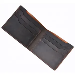 No Lining Top Grain Cow Leather Wallet for Men Small Order Quantity Acceptable