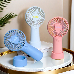 Mini Portable Handheld Fan Rechargeable <b>Battery</b> <b>Operated</b> With Stand For Outdoor Use Candy Color 5W DC Motor - Product Image 1