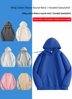 Hoodie Pria Sweatshirt 400GSM Katun Fleece Tebal Remaja Unisex Oversized Streetwear Polos Custom Logo Grosir