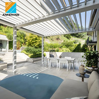 Pérgola de Aluminio con Láminas Ajustables, Techo de Láminas Impermeable, Estructura con Recubrimiento en Polvo, Tamaño Personalizado, Estructura para Exteriores