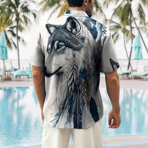 Chemises Hawaïennes pour Hommes, Impression de Logo Personnalisé ODM, Manches Courtes, Col Debout, Respirantes, Style Casual pour les Vacances - Product Image 4