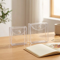 Pochette de présentation mini blind box personnalisée en PVC transparent, résistante à l'humidité, avec bouton-pression, impression sérigraphie/offset pour perruques et poupées
