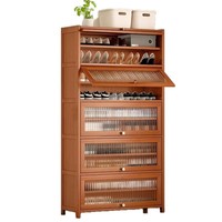 Armoire à Chaussures Transparente Économique en Bois Moderne Grande Capacité Multi-Couches avec Porte Basculante Anti-Poussière pour Entrée Domestique