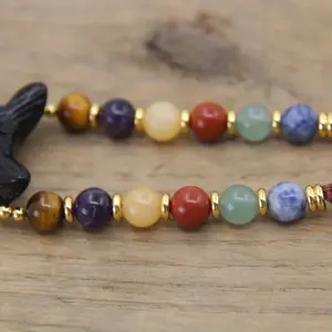 Collane di Yoga fatte a mano-naturale nero <span class=keywords><strong>ossidiana</strong></span> testa di lupo ciondoli nodato perline di Lava <span class=keywords><strong>gioielli</strong></span> di Mala per la meditazione <span class=keywords><strong>gioielli</strong></span> di preghiera - Product Image 5