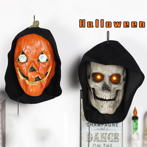 Luce a LED a forma di testa di scheletro parlante con sensore di movimento per Halloween, decorazione fantasma spaventosa attivata dalla voce, accessorio luminoso per feste - Product Image 6