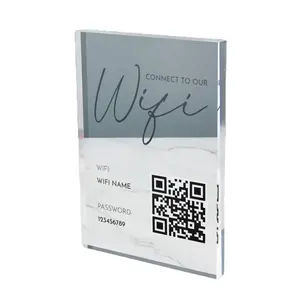 Porte-carte photo acrylique personnalisé et standees pour table bureau de mariage wifi QR signe support de code pour les entreprises
