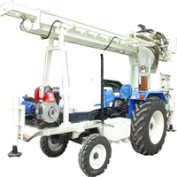 Foreuse rotative montée sur tracteur et machine de forage carottier pour puits d'eau, alimentée au diesel, profondeur max. 100 m, usage polyvalent